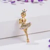 Brooches Elegant Cute Ballet Dancing Girl Enamel Pins Shiny Crystal For Women Girls Dress Clothing Lapel Pin Jewelry Accessories