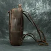 Sac à dos Vintage hommes décontracté en cuir véritable sac à bandoulière mâle fou cheval à la main vache affaires voyage sacs à dos