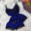 Womens Sleepwear Pajamas Set Women Sexy Lingerie 2 Pieces Summer Camisole Bow Shorts Tops Velvet Pijama Lenceria Sensual Mujer