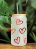 Window Stickers Valentine's Day Love Heart UV DTF Libbey Cup Wrap för 16oz glas kan lindas D7491