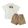 Kledingsets Tregren 0-3Y Baby Baby Boy 2 Stuks Gentleman Outfits Zomer Korte Mouw Print Bowtie Shirt Shorts Set Peuter kleding