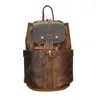 Backpack Men Leather Men's Travel Backpacks Male Large Capacity Bucket Bags Personalized Model Retro Crazy Horse