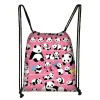 cute Panda Drawstring Bag for Girls Travel Storage Package Carto School Backpacks Children Bookbag Kids Shoes Holder Gift L8mn#