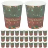Disposable Cups Straws 32 Pcs Paper Coffee Mugs For Drinking Water Glasses Christmas Drinkware Thicken Office Tissue Banquet