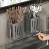 Kitchen Storage Plastic Drain Chopsticks Basket Black Anti-mold Cutlery Holder With Drip Tray Efficient Drainage Cage