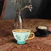マグカップセラミック家庭用フラワーパターンカップ手描き大容量朝食ティーシリアルコーヒーマグオートミール