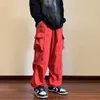 Calças de carga dos homens streetwear hip hop calças cintura elástica harem tornozelo comprimento preto harajuku casual bolso calças femininas 240323