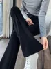 レディースパンツ女性シックなファッションオフィスを着るビンテージハイウエストレーミングドレープストレートストレートズボンMujerスプリングカジュアルフレア