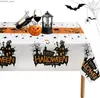 Tableau Halloween Pumpkin Castle Rectangle Nattein de fête de fête décorations de fête de vacances réutilisables à la table de cuisine décor y240401UCLO