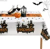 Tanta de mesa Halloween Castelo de abóbora Retângulo Toleta de férias Decorações de festa reutilizáveis Tonela à prova d'água Decoração de mesa de cozinha Y240401uclo