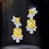 Dangle Earrings GODKI Trendy Geometric Yellow Cubic Zircon Crystal CZ Drop Earring For Women Bridal Aretes De Mujer Modernos 2024