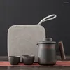 Teaware Sets High-end Purple Pottery RetroTea Set Outdoor Travel Tea Portable Kungfu Teapot Small Package Birthday Gift