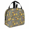 cstructi Truck On Gray Insulated Lunch Bag Cooler Bag Reusable Large Tote Lunch Box Food Handbags School Travel l9JC#