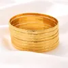 Bangle 68MM 24K Ethiopian Wave Dubai Trendy Wedding For Women Arab African Gold Color Bracelet Jewelry Middle East Gifts