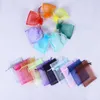 100pcs coloré Organza cordon sac bijoux sacs d'emballage de mariage cadeau de stockage pochettes à cordon 10x12cm / 10x15cm / 13x18cm e3pu #