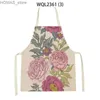 エプロンUpetStory Plumeria Flower Print Kitchen Chef Apron 3D Floral Women Adgationable Waist Epron for Bbq Baking Cooking Delantales Y240401Oz1W
