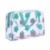 Прозрачные сумки для макияжа из ПВХ Портативная женская водонепроницаемая косметичка с цветочным принтом Travel Wing Туалетные принадлежности для душа Сумки для хранения X4WU #