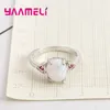 Bröllopsringar Fashion White Female Purple Cubic Zirconia Fire Opal Ring for Women Engagement Promise Femme