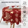 Table Cloth Snowflake Tablecloth Christmas Holiday Round Table Cloth 60 Inch Washable Red Table Covers for Home Parties Holiday Dinner Decor Y240401