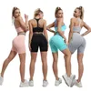 Naadloze yogasets Sportfitnes Hoge taille Heupbroek met lange mouwen Backless pakken Sportkleding Gymshorts Set voor dames 240319