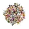 Dekoratif çiçekler 100 adet karışık renk simülasyonu ipek gül yapay iç parti diy çelenk scrapbooking düğün