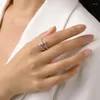 Cluster Rings S925 Sterling Silver Geometric Design Simulation Diamond Ring for Women European and American Light Luxury High-End Feeling