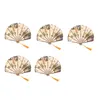 Dekorativa figurer 5 PCS Classic Style Peony Flower Fabric Bamboo Folding Dance Hand Fan Beige