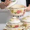 Enamel Cooking Pots Casserole Stew Pot Set Cooking Cood Pot Soup Pot Milk Pot 16/18/20/22/24cm Kitchenware 240327