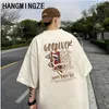 قمصان الرجال مضحك بالإضافة إلى حجم قصير الأكمام 260GSM القطن تي شيرت الصيف غير الرسمي TOPE TEES HARAJUKU