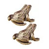 Garden Decorations 2Pcs Brass Frog Statues Home Decor Mini Miniatures Animal Sculptures For Desk Decoration Attract Wealth Office Table