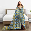 Dekens Golden Evil Eye Flanel Deken Kwaliteit Superzacht Abstract Print Beddengoed Gooit Lente Bank Stoel Slaapbank Kleurrijke Sprei