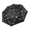 Paraplu's - Papieren vliegtuig Opvouwbare regen- en zon Dual-Purpose vrouwelijke zonnebrandcrème UV-bescherming Paraplu drievoudig
