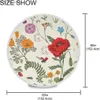 Tischdecke Pflanzen Blumen und Schmetterlinge Provence-Stil Runde Tischdecken Tischdecke Matte Picknicktischdecke Wachstuch Campingtischdecke Y240401