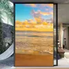 Window Stickers Seascape Sunset Pattern Privacy Film PVC Frosted Sun Blocking Static Cling Glass Badrum Dörr Heminredning