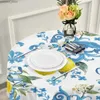 Table Cloth Sicilian Style White Flowers of Lemon Tablecloth Round 60 Waterproof Table Cover for Outdoor Wedding Party Dining Room Decor Y240401