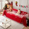 Stuhlhussen, weihnachtlicher roter Sofabezug mit Quaste, Couch-Handtuch, maschinenwaschbar, Urlaubsthema, Gitter, Schonbezug für Wohnzimmer-Dekoration