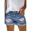 Shorts de grife estão vendendo bem cintura alta perfurada jeans mulheres rua na moda remendo impresso shorts jeans