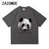 T-shirts voor heren ZAZOMDE Zomer hiphop streetwear mannen T-shirt oversized panda vintage shirt 260GSM katoenen t-shirt unisex tops tees kleding