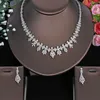 Collier boucles d'oreilles ensemble Nigeria bijoux de mariage de luxe Dubaï élégant mariée 4 pièces CZ pendentif bracelet bague pour les femmes bal dîner de fête