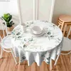 Table Cloth Spring Leaf Floral Tablecloth Round 60 Inch Sage Green Table Cloth Watercolor Teal Tucalyptus Table Cloth Waterproof for Dining Y240401