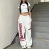 Carta de moda coreana impressão Joggers Sortpants Women Kpop Calças casuais dança de jazz Hiphop Hip Hop Womens Streetwear Y2K 240322