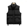 Gilets pour hommes Automne Hiver Homme Puffy Gilet matelassé Casual Zip Up Coton Rembourré Oversize Veste d'extérieur Épais Chaud Sans Manches Garçons 4XL