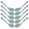 Spoons 10 Pcs Spoon Melamine Dinner For Ramen Soup Ladle Blue And White Serving