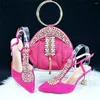 Dress Shoes Peach And Bag Set For Women African Ladies High Heels Pumps Match With Handbag Pointed Toes Slippers Escarpins Femme GL39