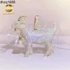 Anpassad 3D Design Sheep Charm Hip Hop Pendant VVS Moissanite Charm Iced Out 10k Yellow Gold Goat Pendant