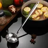 Cucchiai Cucchiaio da zuppa a doppio uso Manico lungo Mestolo in acciaio inossidabile con filtro rimovibile Utensili da cucina Scolapasta Utensili da cucina