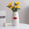 Vase Vilead Red Kissing Vase Faceセラミック植木鉢新鮮な植物リビングルームベッドルームテーブルトップデコレーションアクセサリーウェディングディナー