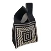 Fi Géométrique Modèle en tricot sac à main tricoré minimaliste Femmes coréennes mini-nœuds Sac de boutique réutilisable Sacs R88P #