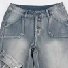 Damen-Jeans, personalisierbar, unregelmäßiger Denim, geteiltes Design, Sense Wash Water, niedrige Taille, lockere Schlaghose, hoch, Petite, Yoga