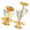 Mum Tutucular 2 PCS Candlestick Dekor Çay Işık Dekoratif Masaüstü Tarzı Figürin Tibet Lotus Alaşım Tereyağı Lambası Taban